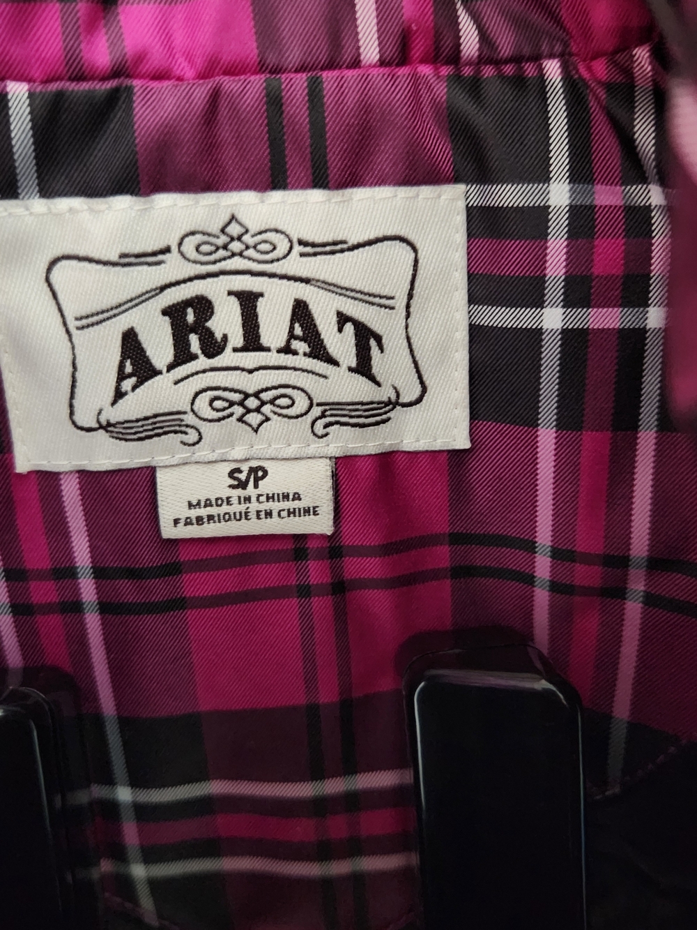 Ariat Quilted Plaid Vest in Fuchsia and Black - Picture 3 of 5